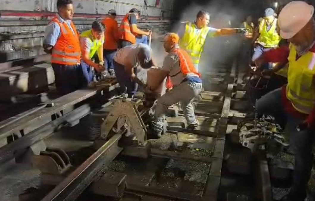 Realizan mantenimiento en rieles del Metro Los Teques